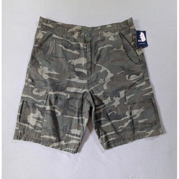Y2K‎ Bugle Boy Est 1977 Cargo Shorts Size 36 (tag 38) Mens Cotton Camo Rip Stop - Picture 1 of 8